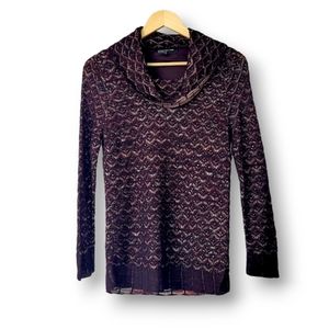 Jones New York Collection Calabria Black Plumb Cowl Neck Knit Blouse, S